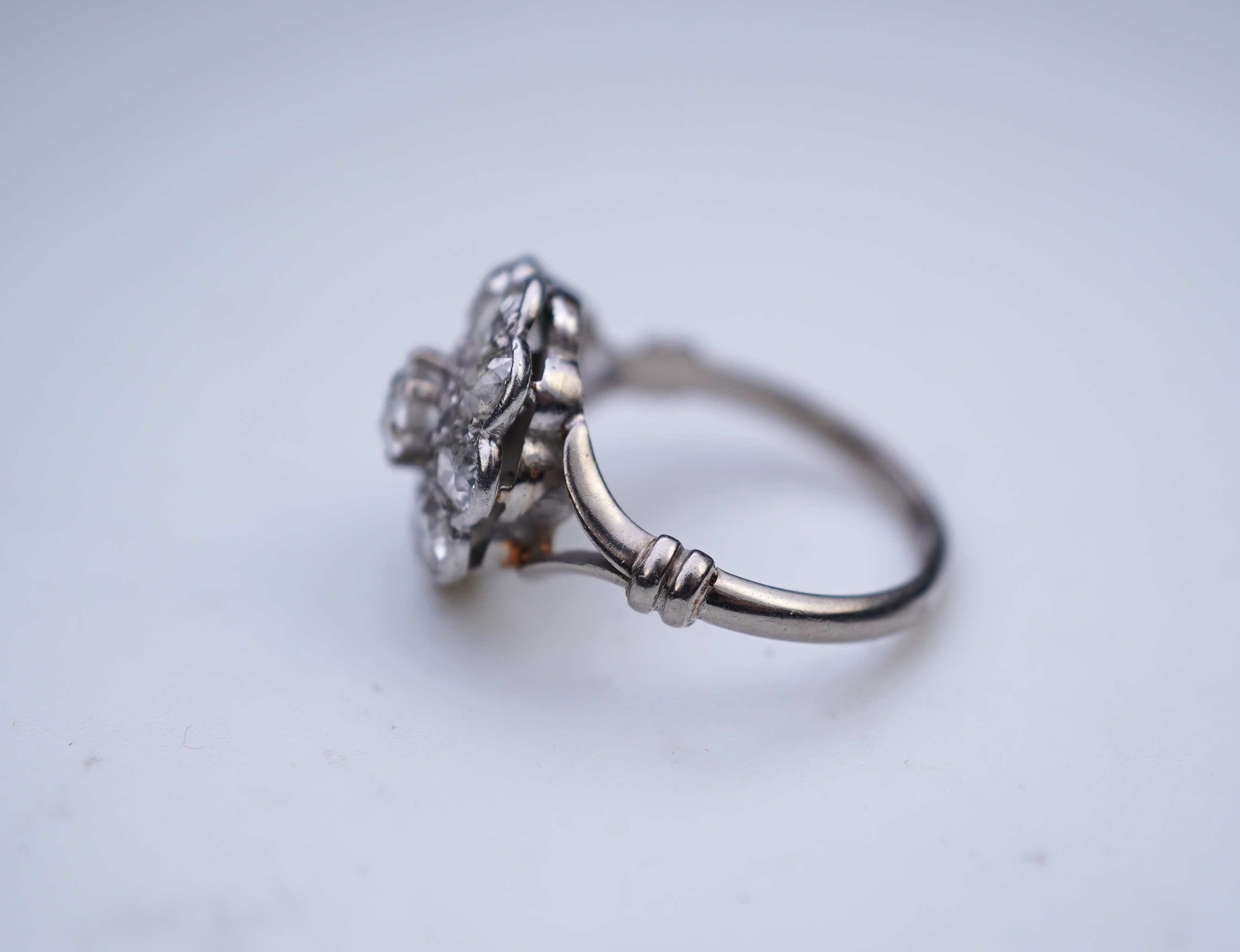 A diamond cluster ring, early 20th century